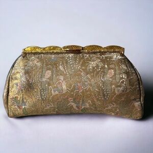 Antique 30s Clutch Bag Tapestry Persian Ottoman Empire Horseman Intricate France